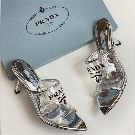 prada plexiglass heels|Black Logo.